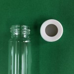 60mL Clear, White Polypropylene 24-414mm Open Top Closure, 0.125" PTFE/Silicone Septa